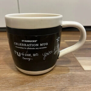 Starbucks Celebration Mug 16oz Coffee Tea Chalkboard Personalize 2009 Ceramic